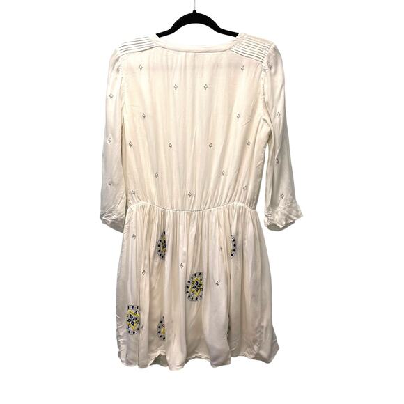 Boden White Dress Embroidered Medallions 3/4 Sleeves Size 10 - Picture 7 of 11